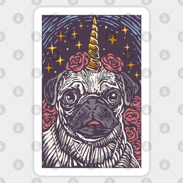 Pug Unicorn Sticker by muskitt